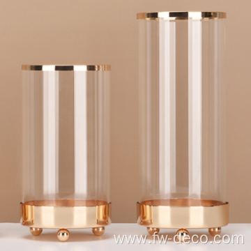 specially designing large gold rimmed clear glass vase